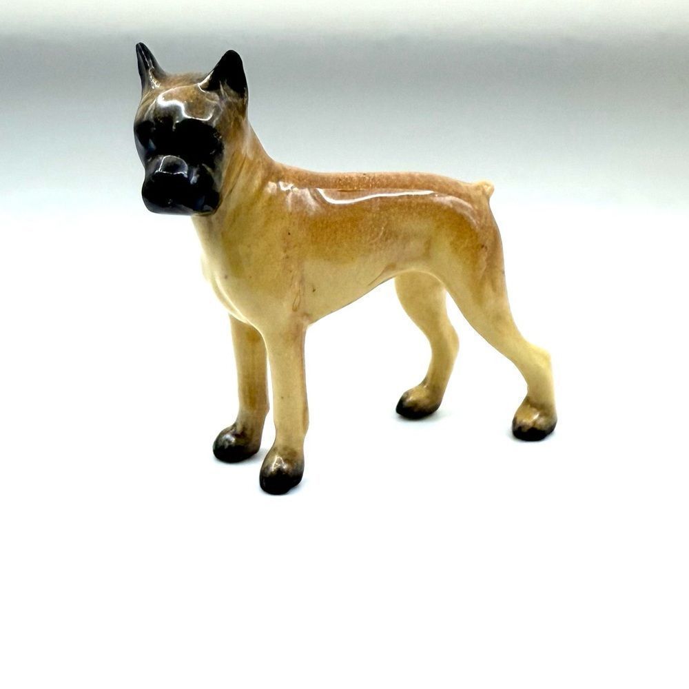 Vintage Miniature Retired Hagen-Renaker Brown Boxer Dog Figurine - Made In USA